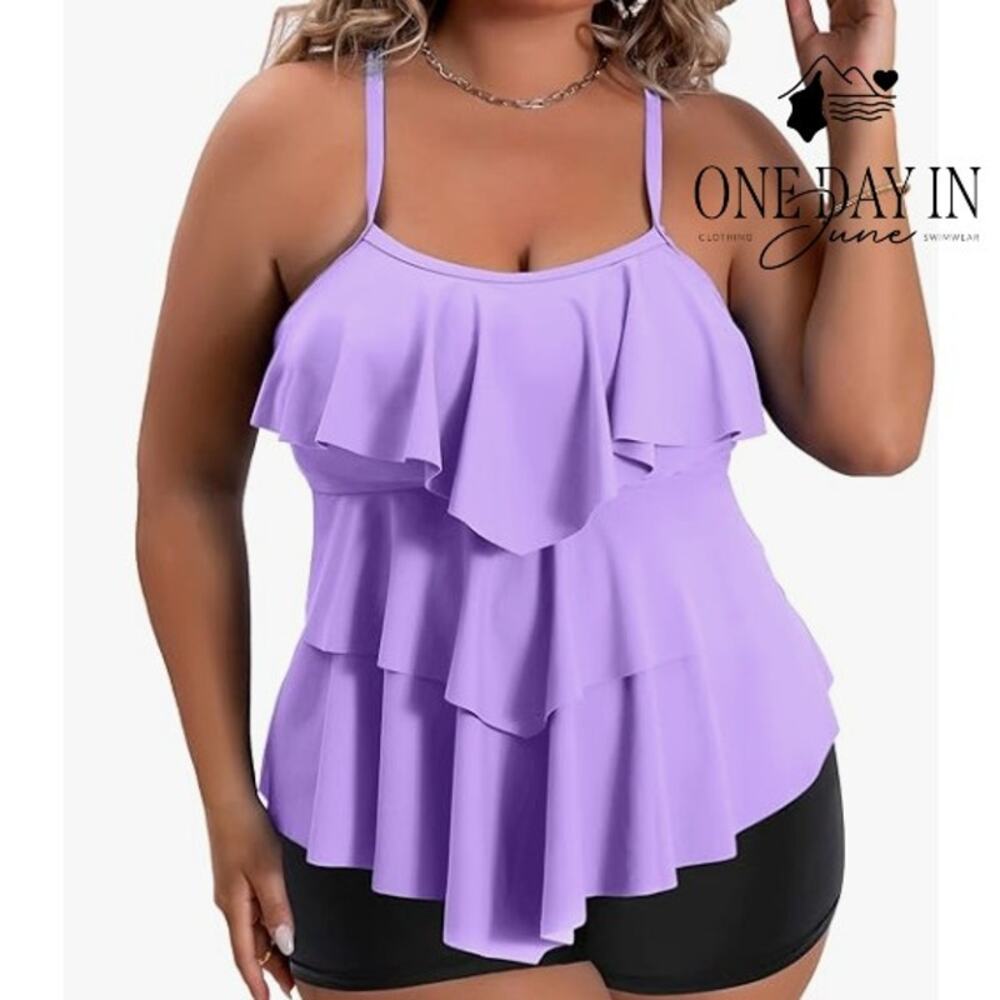 B2Prity Boyshort Tiered Tankini Swimsuit Size 2XL